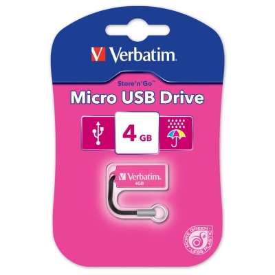 USB Flash Disk VERBATIM - 4 GB, jasně růžová (47419)