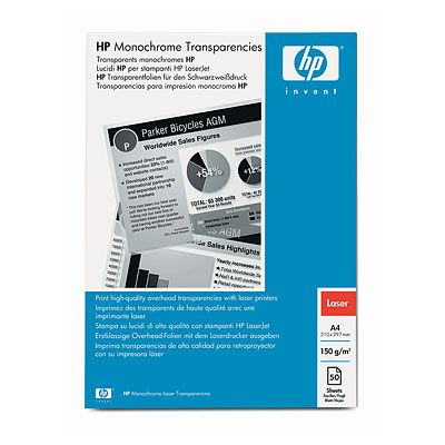 HP LaserJet transparentní fólie pro černobílý tisk, A4 (50 listů) (92296U)