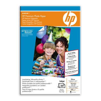 Lesklý fotografický papír HP Premium - 20 listů 10x15 cm, s perforací (Q1991A)