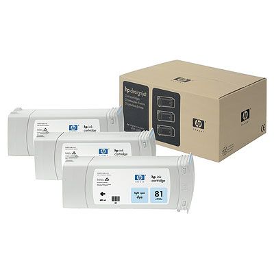 Inkoustová náplň HP 81 světle azurová, trojbalení (C5070A)