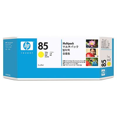 HP 85 žluté inkoustové kazety, 69 ml, trojité balení (C9433A)