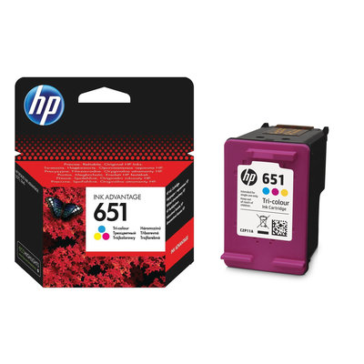 Inkoustová náplň HP 651 tříbarevná (C2P11AE)