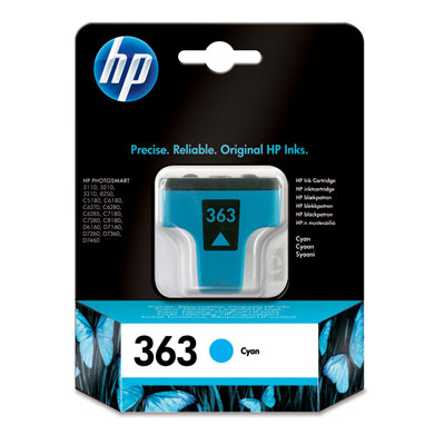 Inkoustová náplň HP 363 azurová (C8771EE)
