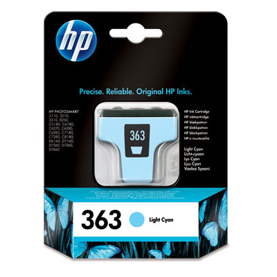 Inkoustová náplň HP 363 světle azurová (C8774EE)