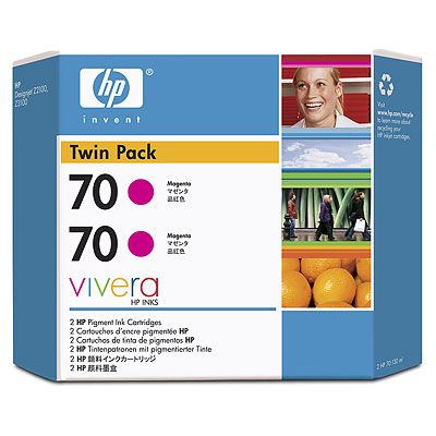 Inkoustová náplň HP 70 purpurová, dvojbalení (CB344A)