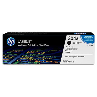 Toner HP 304A černý, dvojbalení (CC530AD)