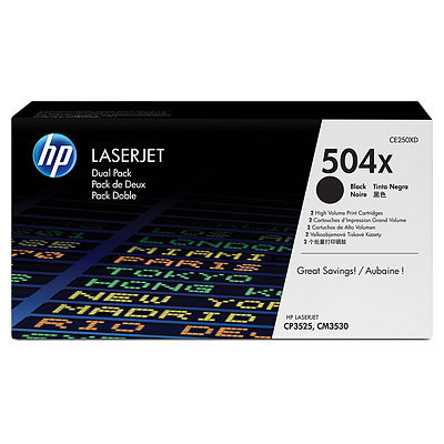 Toner HP 504X černý, dvojbalení (CE250XD)
