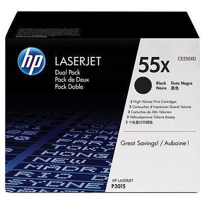 Toner HP 55X černý, dvojbalení (CE255XD)