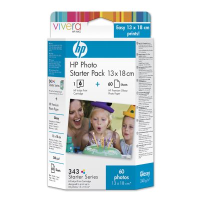 HP 343 základní fotografická sada + 60 listů (13 x 18 cm) (Q7922EE)