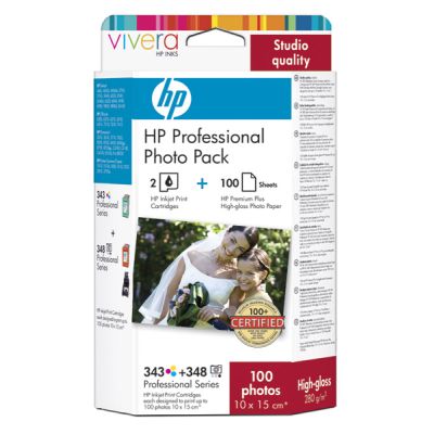 HP 343 a 348 fotografická sada + 100 listů (10 x 15 cm) (Q7960EE)