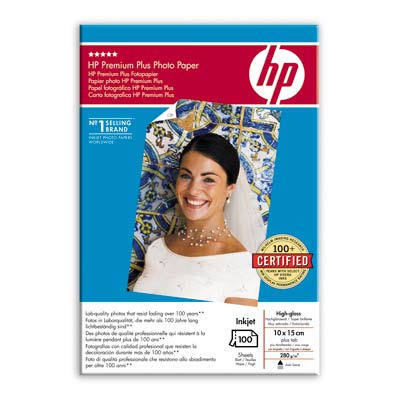 Vysoce lesklý fotografický papír HP Premium Plus, 100 listů 10x15 cm (Q8029A)
