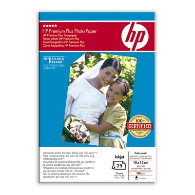 Saténově matný fotopapír HP Premium Plus - 25 listů 10x15 cm (Q8030A)