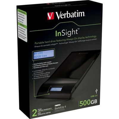 Externí pevný disk VERBATIM 2,5&quot; - 500 GB, lesklý černý s LCD (47576)