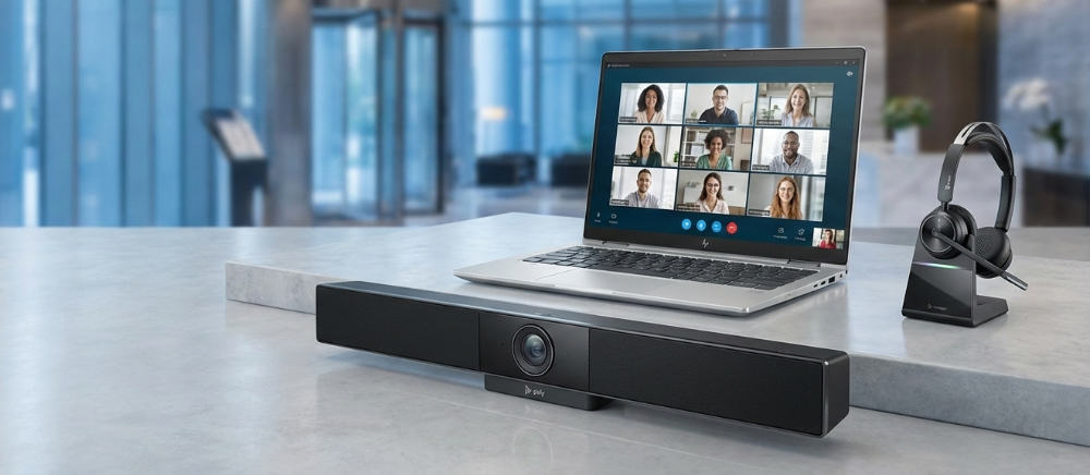 Moderní zasedačka pro hybridní schůzky