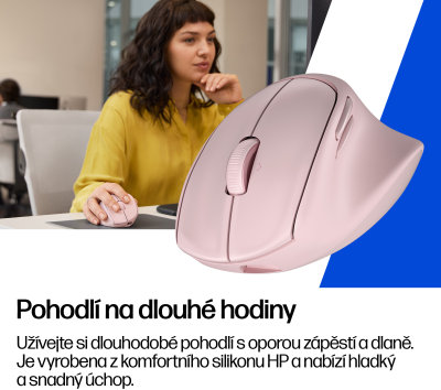 Bezdrátová myš HP Tilt Ergonomic Mouse 720M Pink