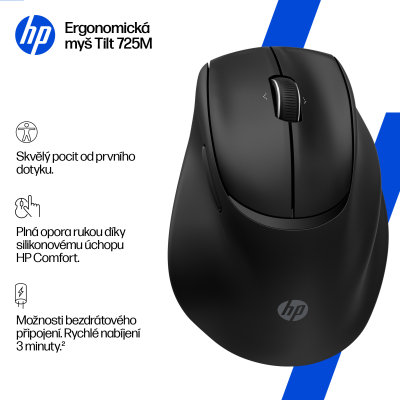 Bezdrátová myš HP Tilt Ergonomic Mouse 725M Black