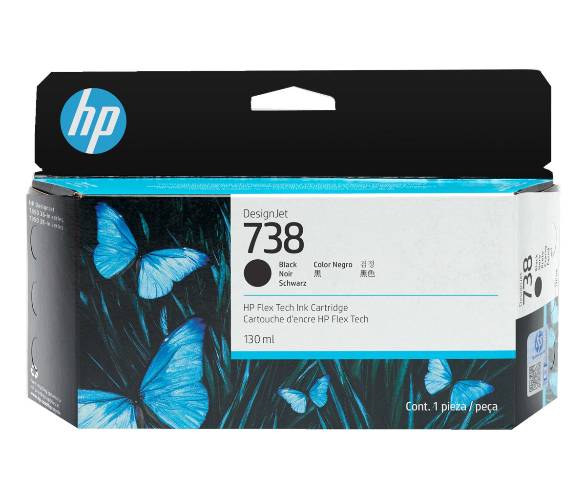 Inkoustová náplň HP 738 černá (130 ml) (498N4A)