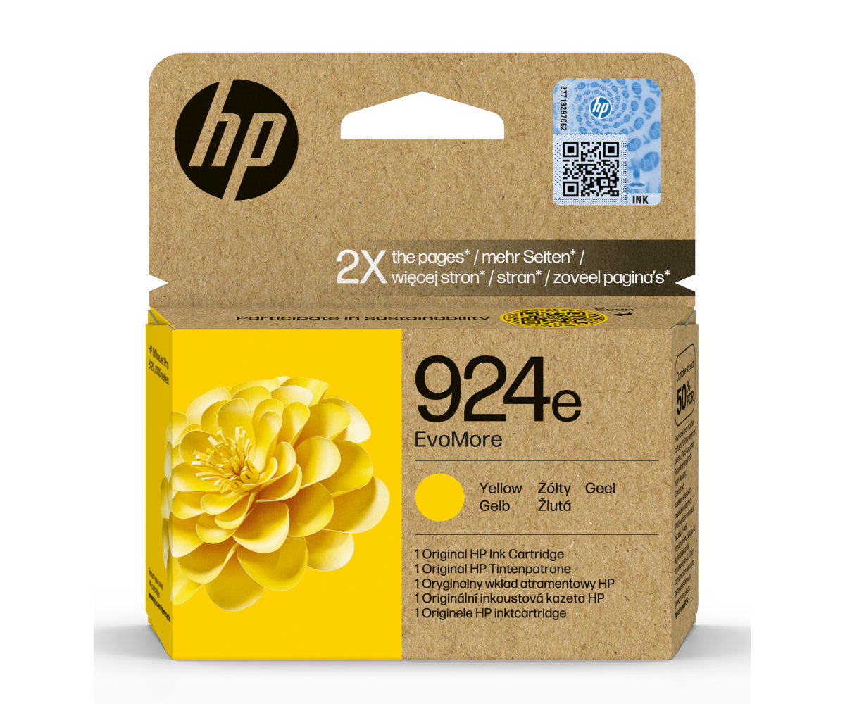 Inkoustová náplň HP 924e EvoMore žlutá (4K0U9NE)