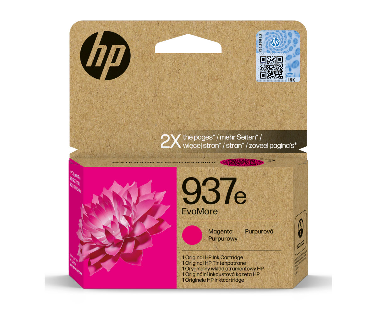 Inkoustová náplň HP 937e EvoMore purpurová (4S6W7NE)