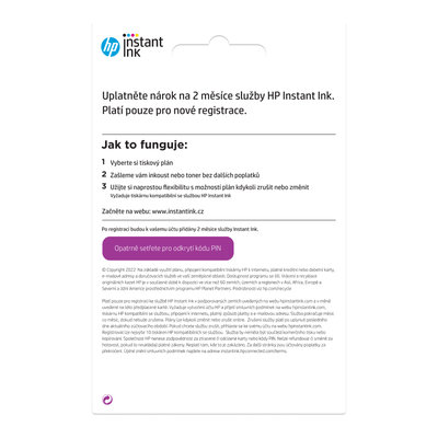 HP Instant Ink - 2 měsíce (registrační karta) (6E7C2AE)