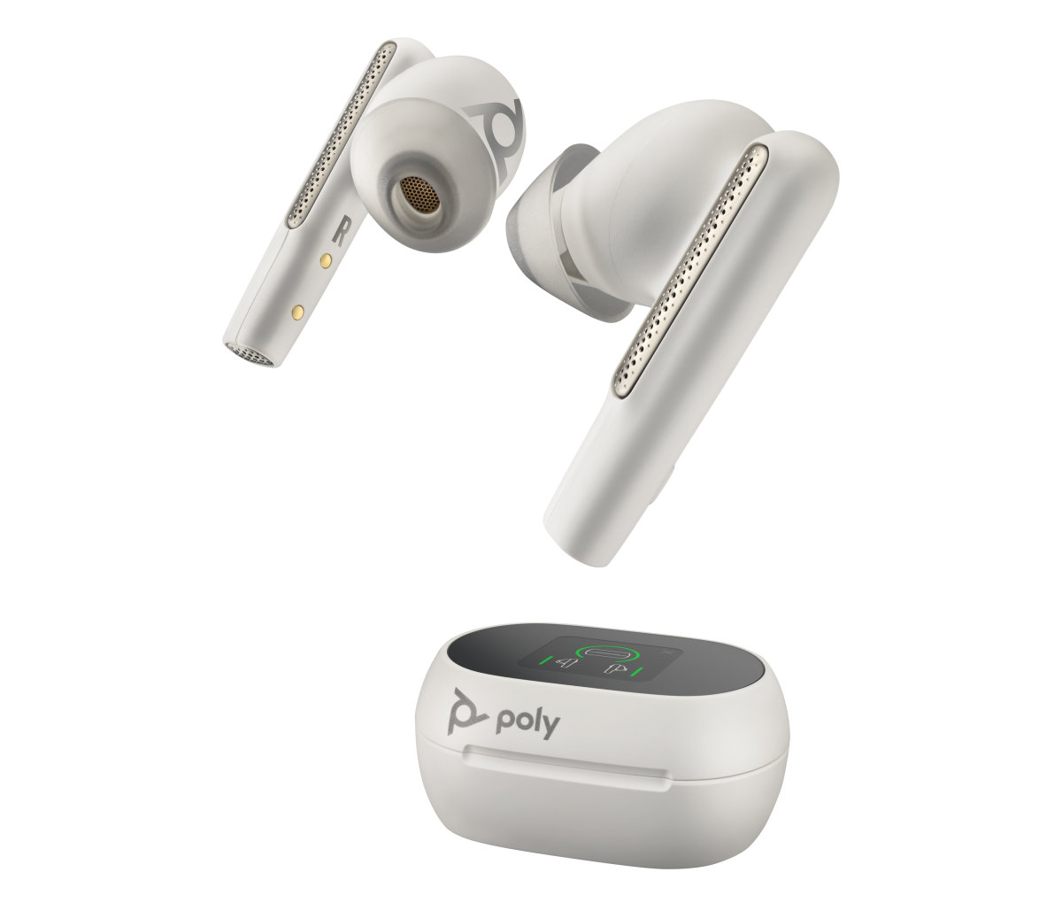 Bluetooth sluchátka Poly Voyager Free 60+ White Sand + BT700 USB-C (7Y8G6AA)