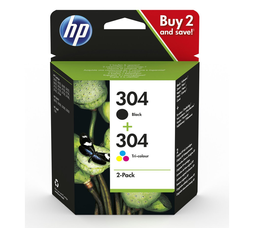 Sada inkoustových náplní HP 304 černá a tříbarevná (3JB05AE)