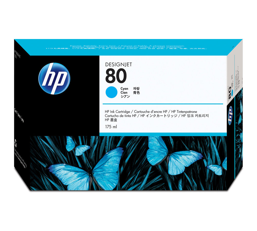 Inkoustová náplň HP 80 azurová (175 ml) (C4872A)