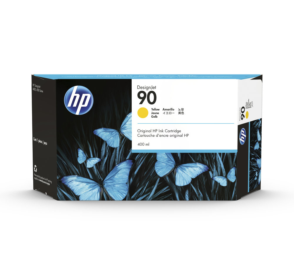 Inkoustová náplň HP 90 žlutá (400 ml) (C5065A)