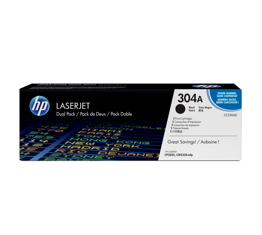 Toner HP 304A černý, dvojbalení (CC530AD)