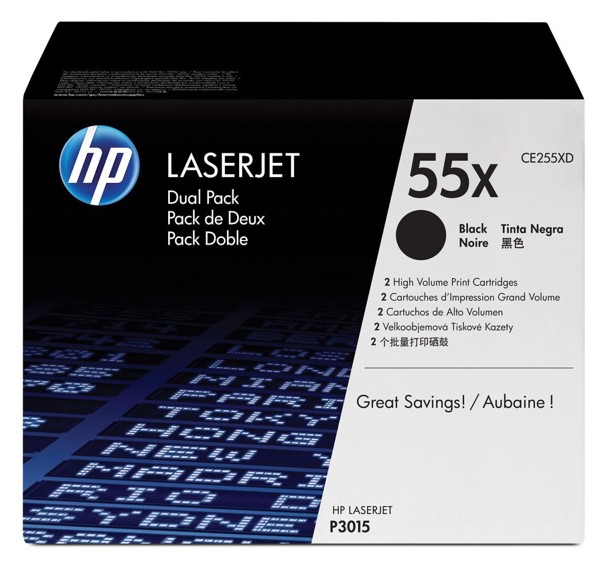 Toner HP 55X černý, dvojbalení (CE255XD)