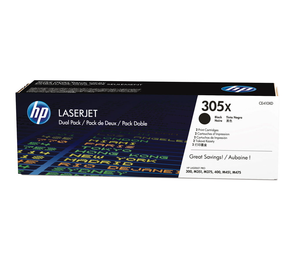Toner HP 305X černý, dvojbalení (CE410XD)