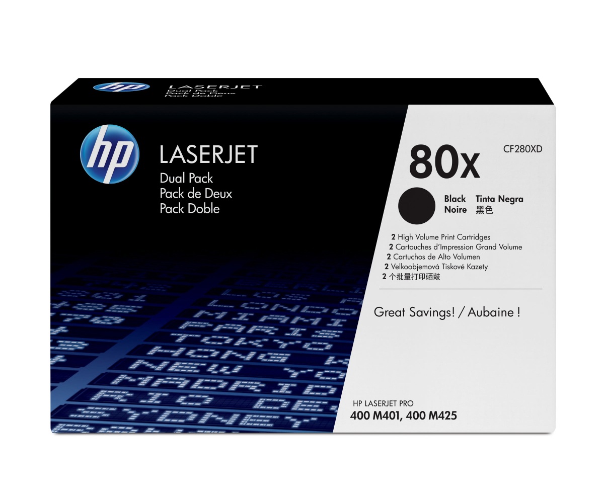Toner HP 80X černý, dvojbalení (CF280XD)