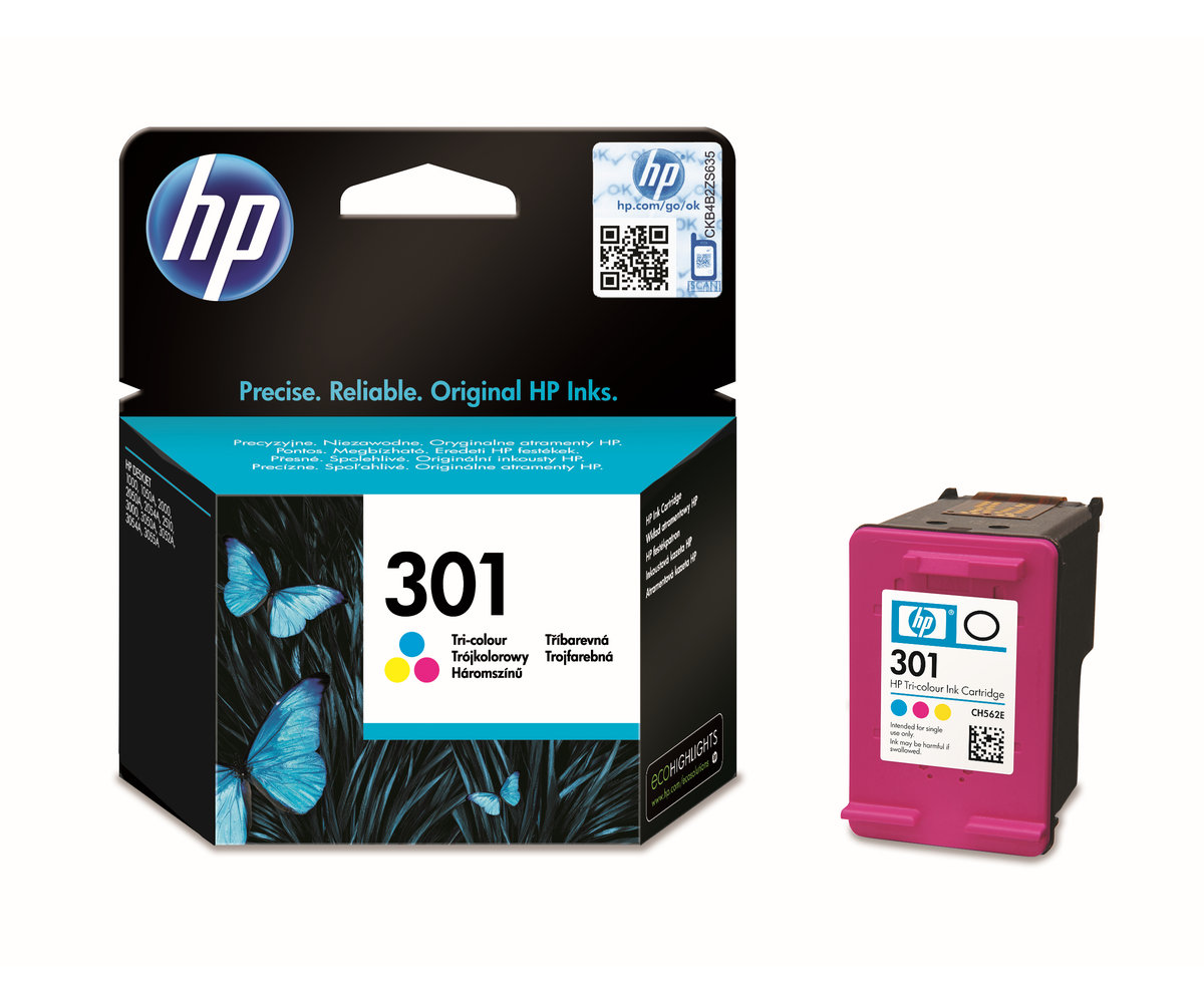 Inkoustová náplň HP 301 tříbarevná (CH562EE)