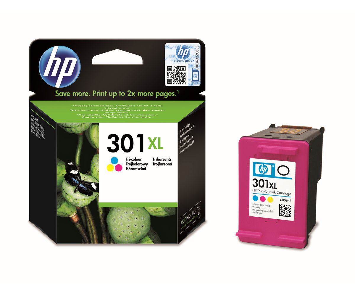 Inkoustová náplň HP 301XL tříbarevná (CH564EE)