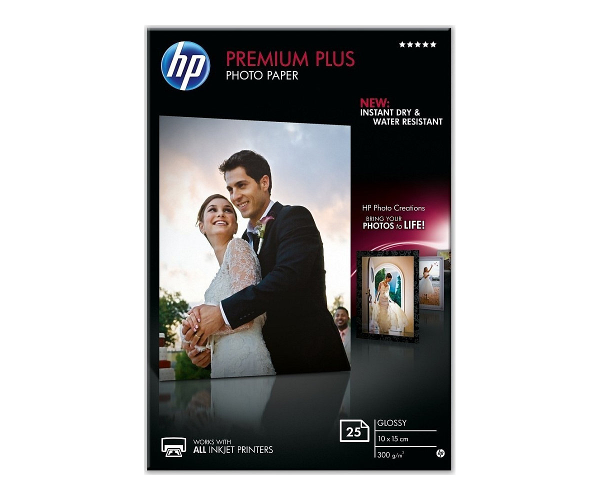 Fotopapír HP Premium Plus Glossy - lesklý, 25 listů 10x15 cm (CR677A)