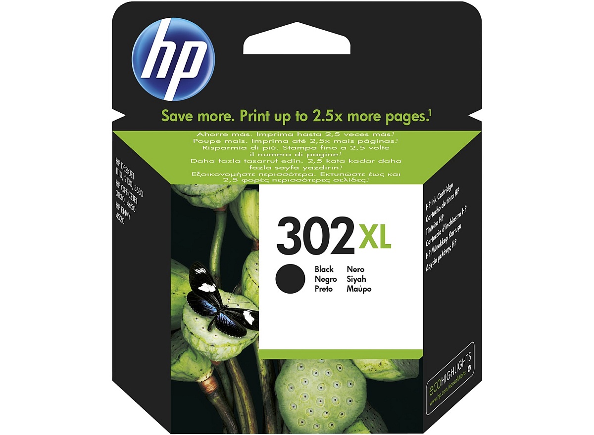 Inkoustová náplň HP 302XL černá (F6U68AE)