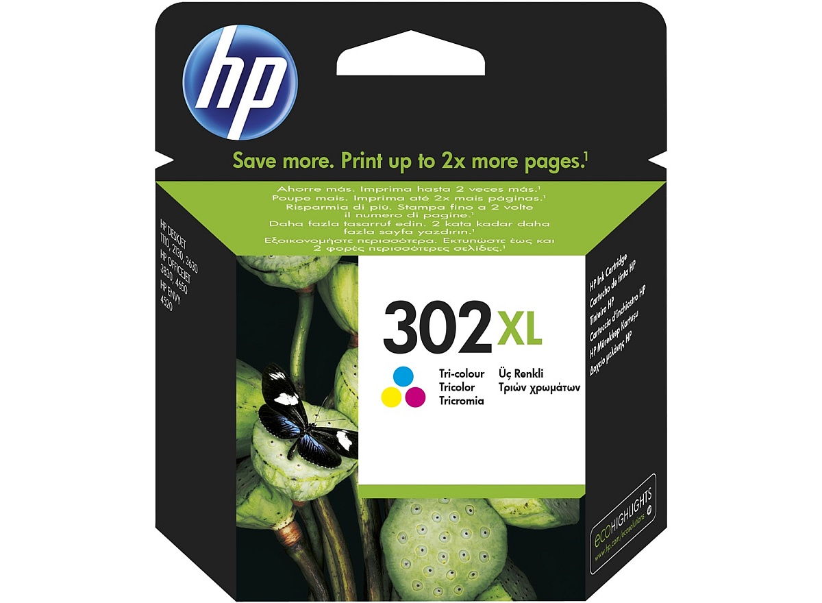 Inkoustová náplň HP 302XL tříbarevná (F6U67AE)