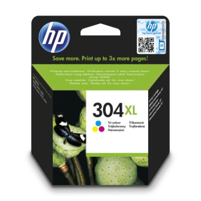 Inkoustová náplň HP 304XL tříbarevná (N9K07AE)