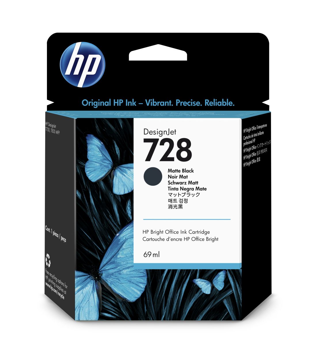 Inkoustová náplň HP 728 matná černá (69 ml) (F9J64A)