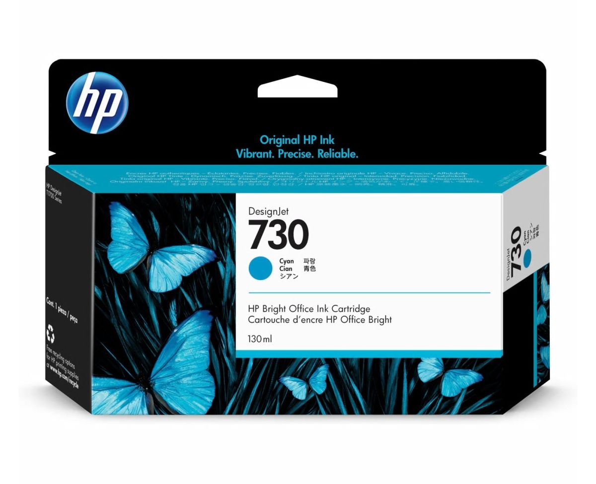 Inkoustová náplň HP 730 azurová (130 ml) (P2V62A)