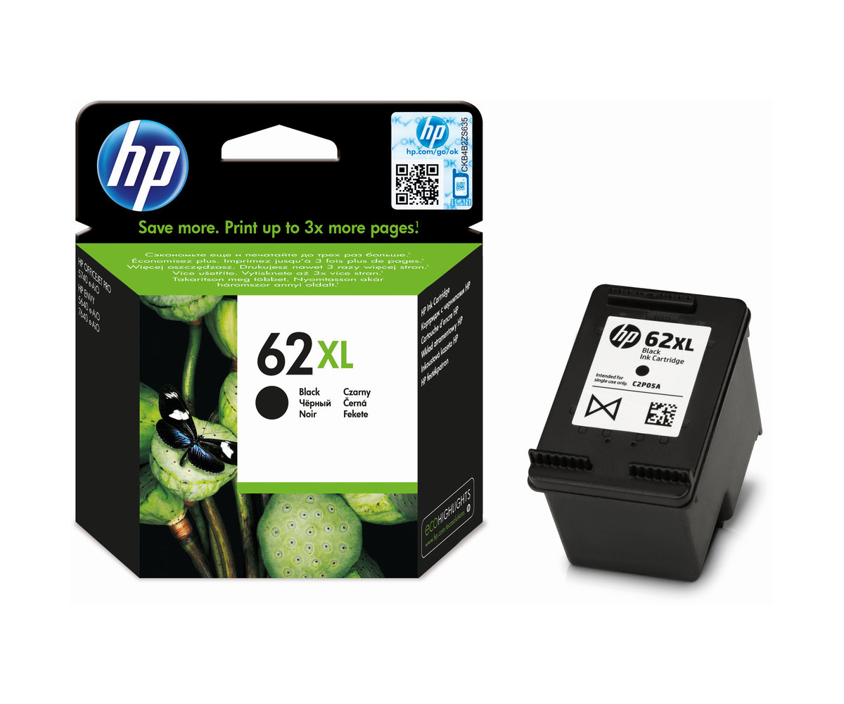 Inkoustová náplň HP 62XL černá (C2P05AE)