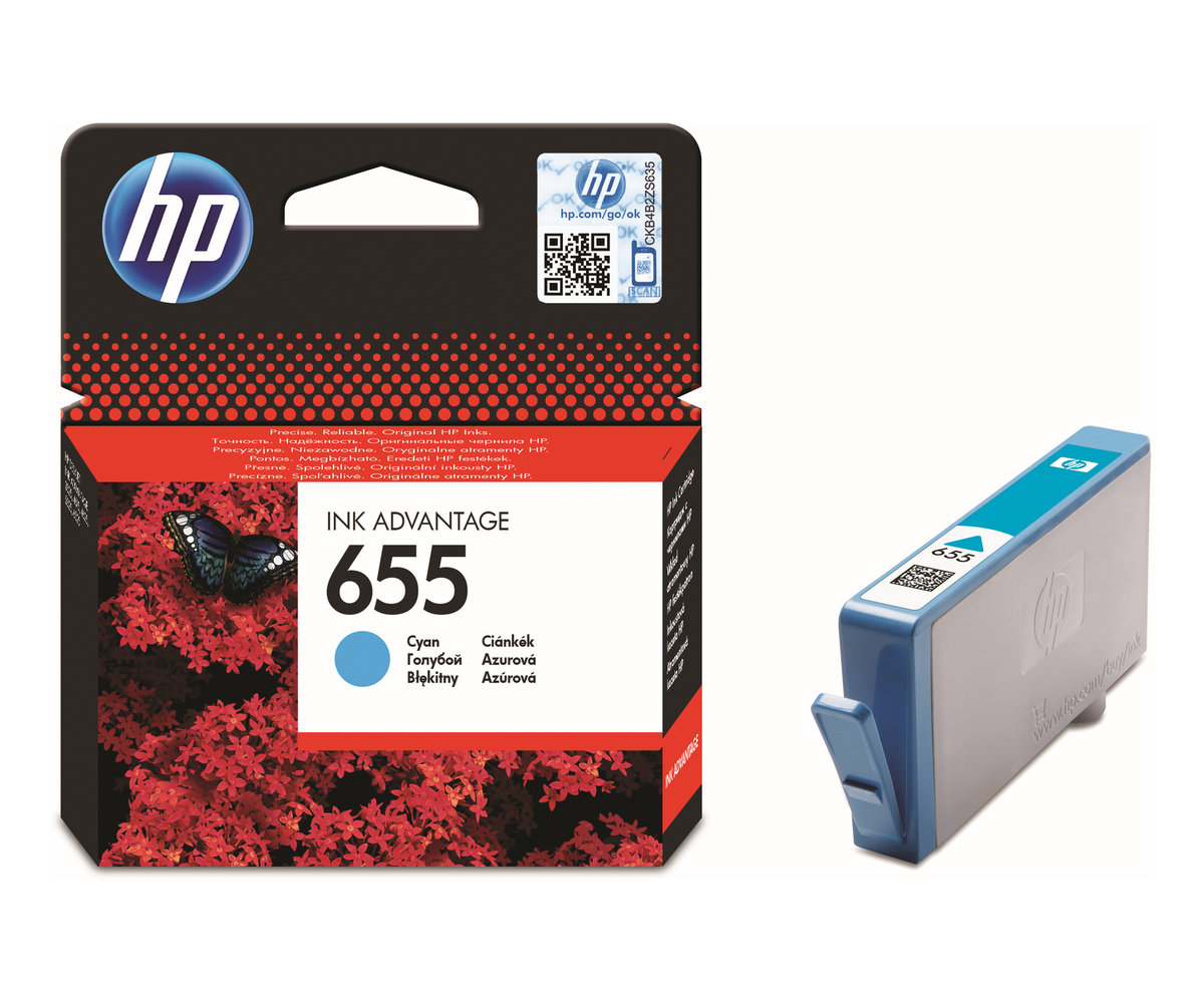 Inkoustová náplň HP 655 azurová (CZ110AE)