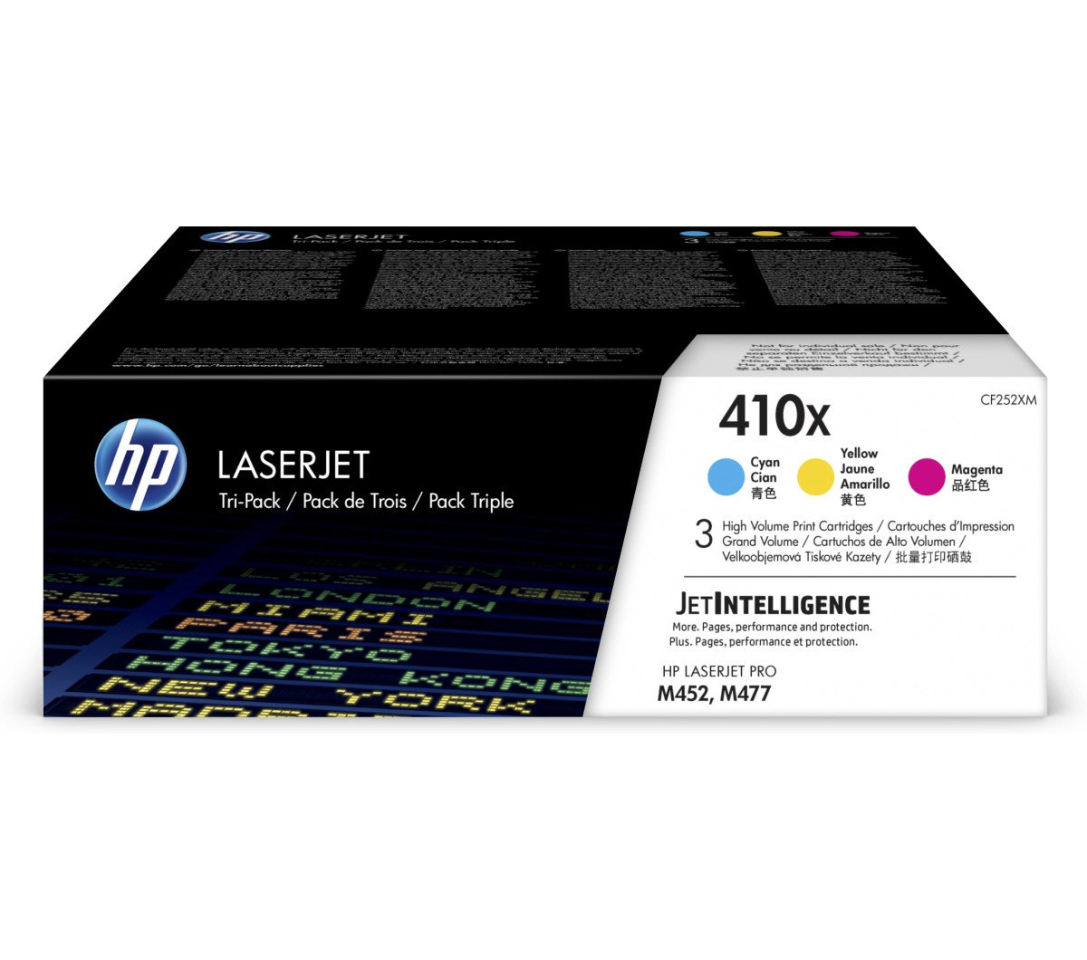 Toner HP 410X azurový, purpurový, žlutý (CF252XM)