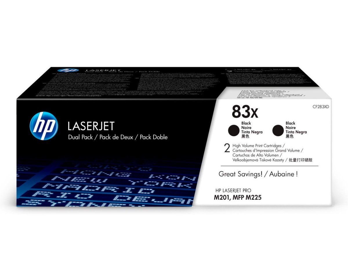Toner HP 83X černý, dvojbalení (CF283XD)
