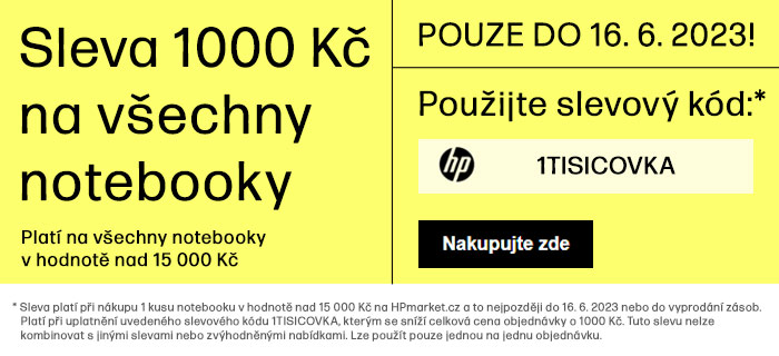 1000 Kč sleva na všechny notebooky