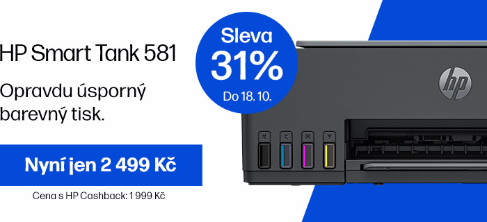 Sleva 31% na barevnou tiskárnu HP Smart Tank 581