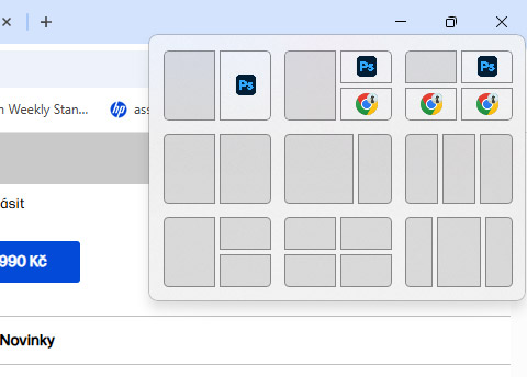 Rozdělení Snap Layouts